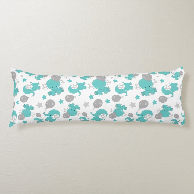 Cojín Patrón De Elefantes Azules, Elefantes Cutetos, Est (Anverso)