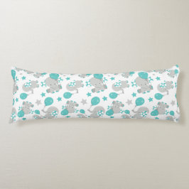 Cojín Patrón de Elefantes, Elefantes Cutos - Gris Azul