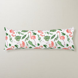 Cojín Patrón de flamenco rosado tropical v2