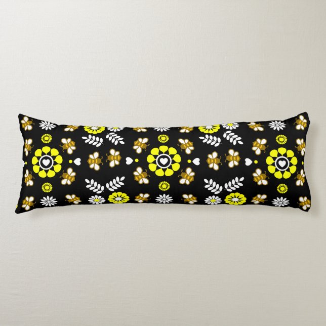 Cojín Patrón de flor de abeja botánica (Anverso)