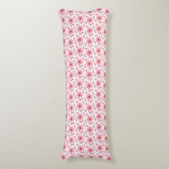 Cojín Patrón de flor de cerezo rosa (Frente vertical)