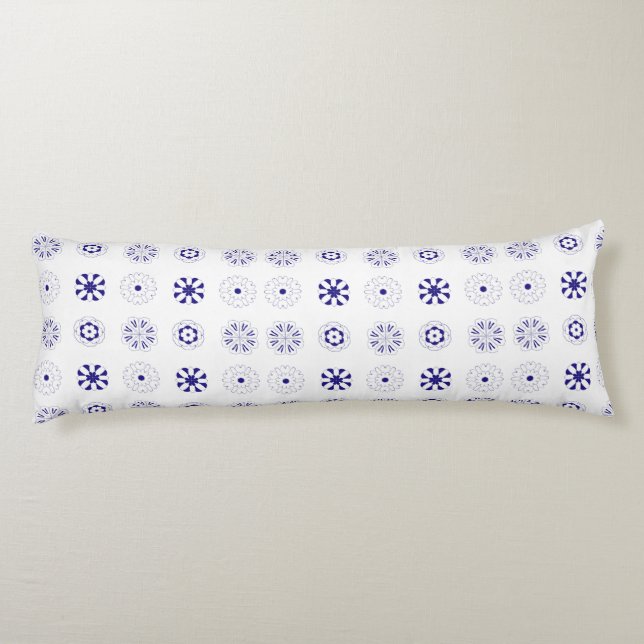 Cojín Patrón de flor de línea azul (Reverso)