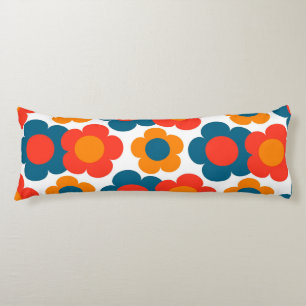 Cojín Patrón de Flor Hippie Azul Naranja Elegante