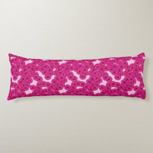 Cojín Patrón de flores Art Deco - magenta sobre rosa