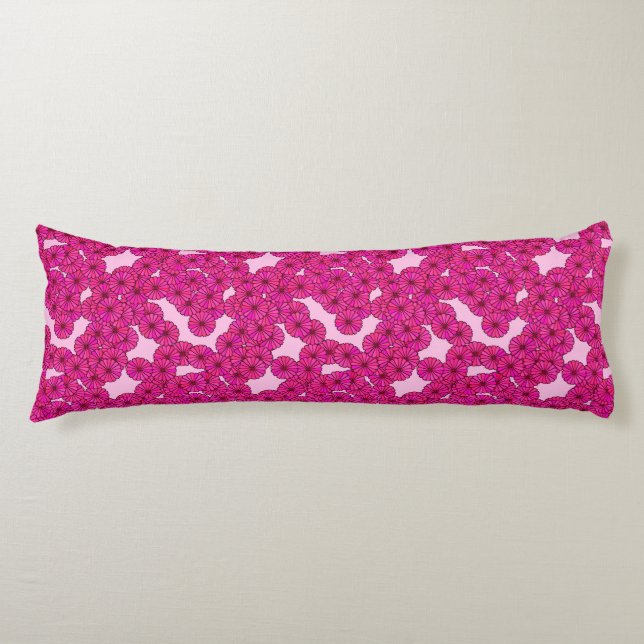 Cojín Patrón de flores Art Deco - magenta sobre rosa (Anverso)