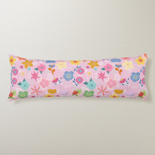 Cojín Patrón de flores boho B01.w LPink BG (Anverso)