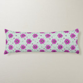 Cojín Patrón de flores rosadas con gotas