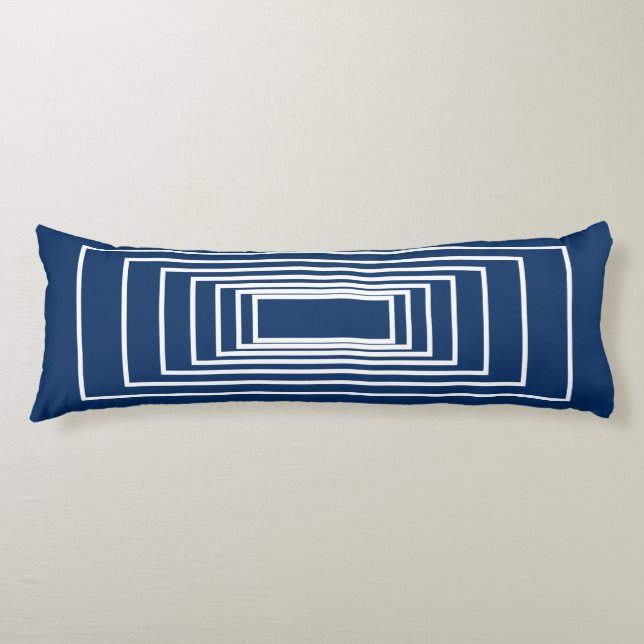 Cojín Patrón de franjas blancas azul de la Marina minima (Anverso)