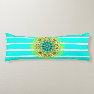 Cojín Patrón de franjas de BG Mandala color turquesa + e