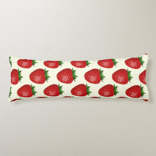 Cojín Patrón de fresa, fresas rojas, frutas, hojas