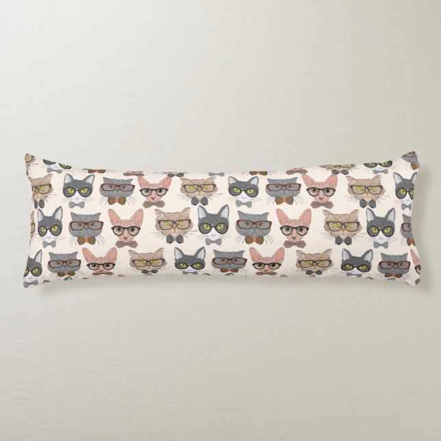 Cojín Patrón de gato curado (Anverso)