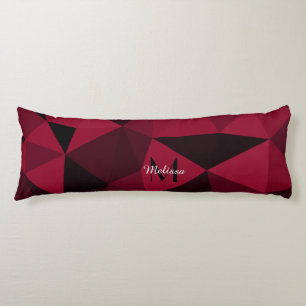 Cojín Patrón de geometría magenta rosa rojo negro Monogr