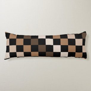 Cojín Patrón de Gingham negro negro marrón