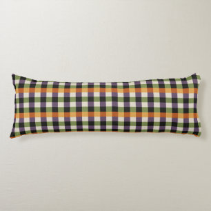 Cojín Patrón de gingham verde, púrpura y negro de Hallow