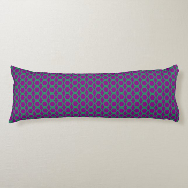 Cojín Patrón de hexágono verde morado (Anverso)