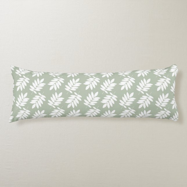 Cojín Patrón de hoja de saúco 2 vías verde+blanco (Anverso)
