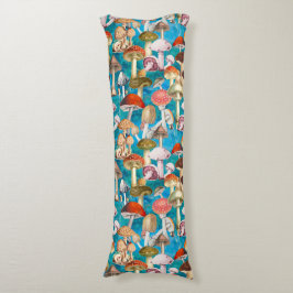 Cojín Patrón de hongos de hongos turquesa azul lindo