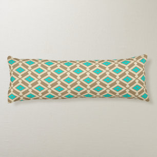 Cojín Patrón de Ikat - Turquesa, Taupe y Beige