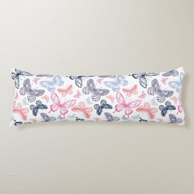Cojín Patrón de Ilustracion de mariposa de color crudo (Anverso)