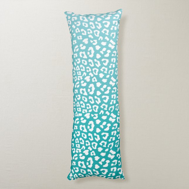 Cojín Patrón de impresión de leopardo de color turquesa (Atrás (Vertical))