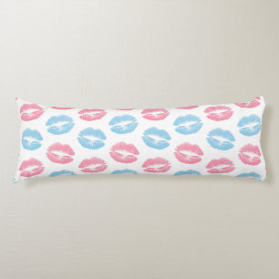 Cojín Patrón de Labios Azules y Rosados, Labial, Beso