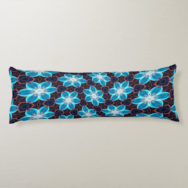 Cojín Patrón de las flores azules abstractas (Reverso)