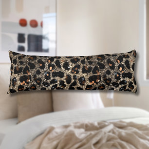Cojín Patrón de leopardo dorado negro marrón brillo de l
