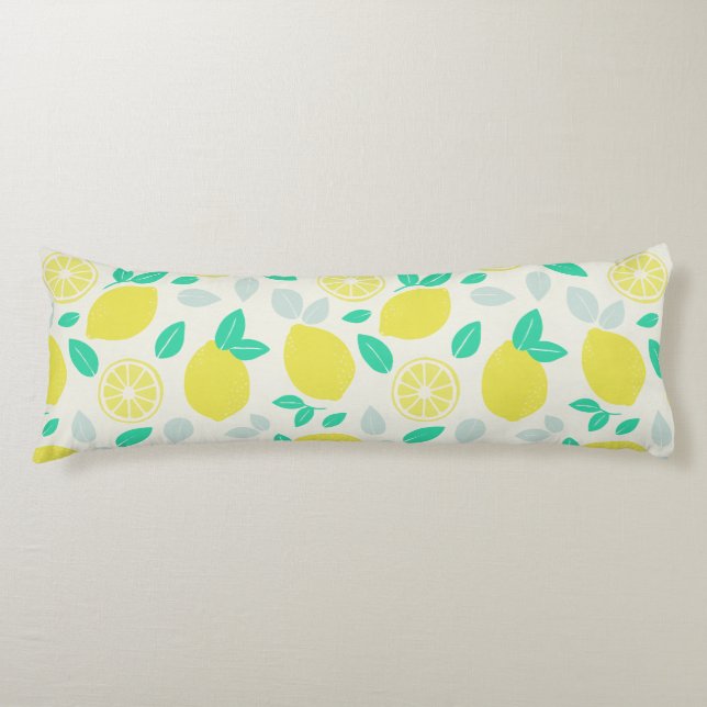 Cojín Patrón de limón de verano en crema (Anverso)