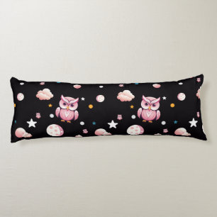Cojín Patrón de luz de luna de búho rosa