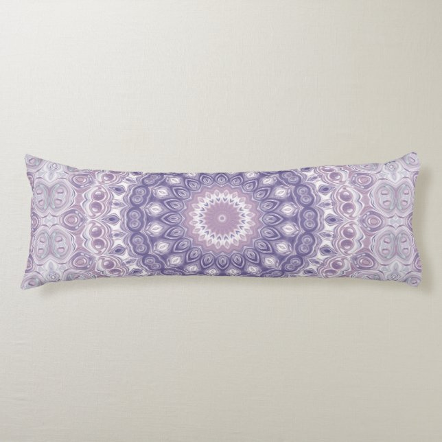 Cojín Patrón de Mandala de Lavanda y Lila (Anverso)