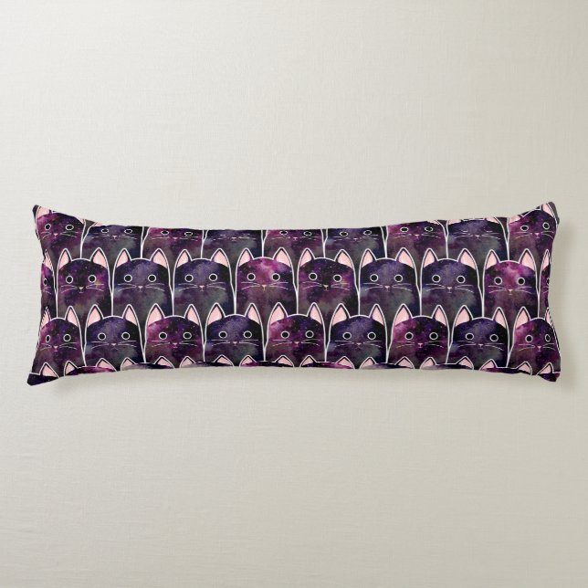 Cojín Patrón de muchos gatos galácticos (Anverso)