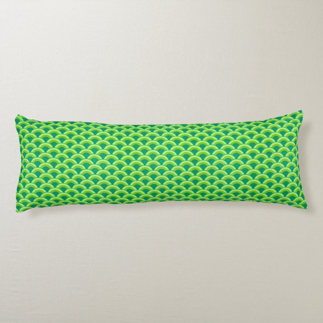 Cojín Patrón de onda Art Deco - verde jade (Reverso)