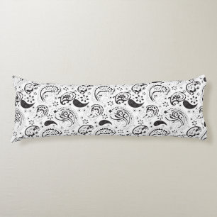 Cojín Patrón de paisley en negro y blanco – Arte textil