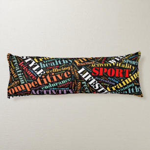 Cojín Patrón de palabras relacionadas con el deporte