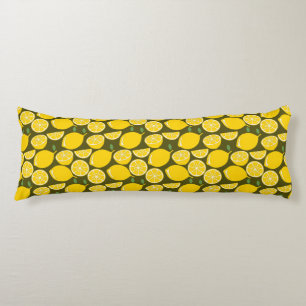 Cojín Patrón de papel pintado de limón amarillo verano
