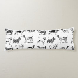 Cojín Patrón de perros de color blanco y negro