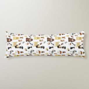 Cojín patrón de perros de fondo blanco