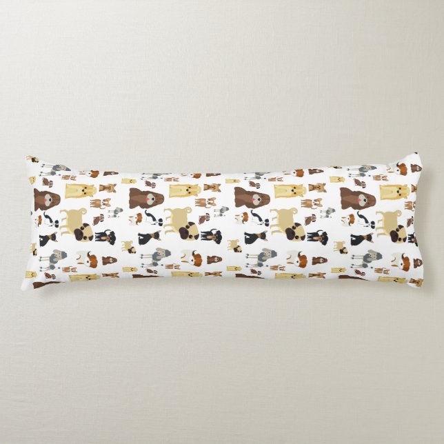 Cojín patrón de perros de fondo blanco (Anverso)