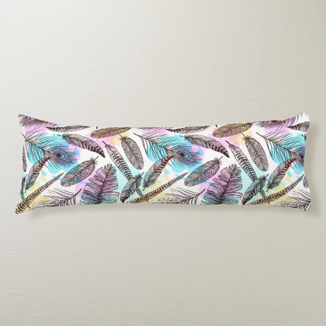 Cojín Patrón de plumas de pavo real (Anverso)