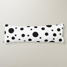 Cojín Patrón de puntos de polka blanca negro