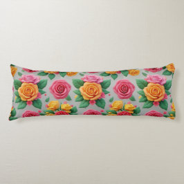 Cojín Patrón de ramo de rosa vibrante para decoración fl