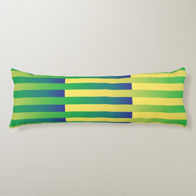 Cojín Patrón de rayas verde amarillo azul (Anverso)