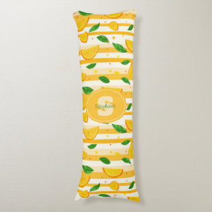 Cojín Patrón de rebanada de Naranja con hojas verdes