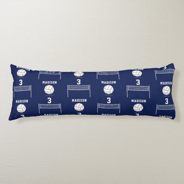 Cojín Patrón de red y bolas de voleibol personalizadas (Anverso)