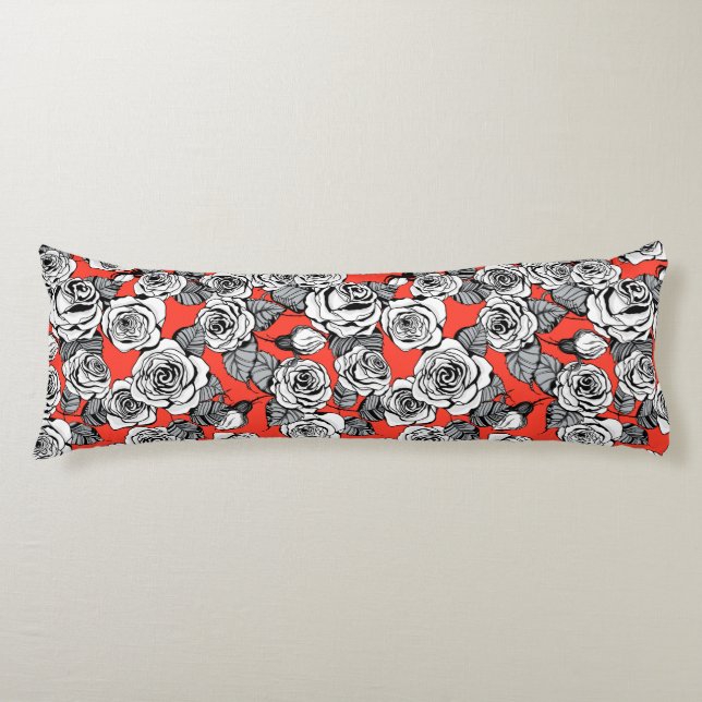 Cojín Patrón de rosas blancas (Anverso)