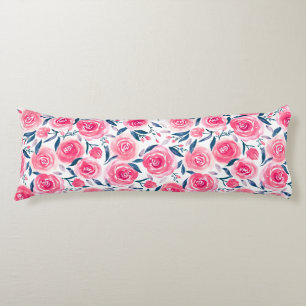 Cojín Patrón de Rosas de acuarela floral rosa