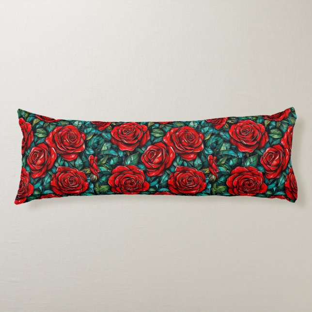 Cojín Patrón de rosas rojas (Anverso)