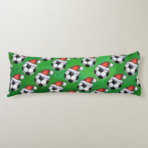 Cojín Patrón de Santa Hat de bolas de fútbol en verde