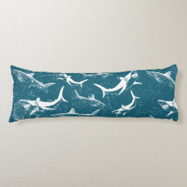 Cojín Patrón de tiburón azul angustiado