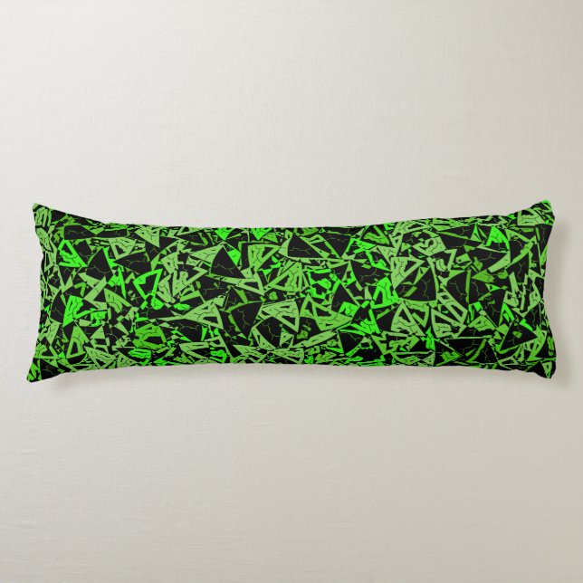 Cojín Patrón de triángulo negro verde (Anverso)